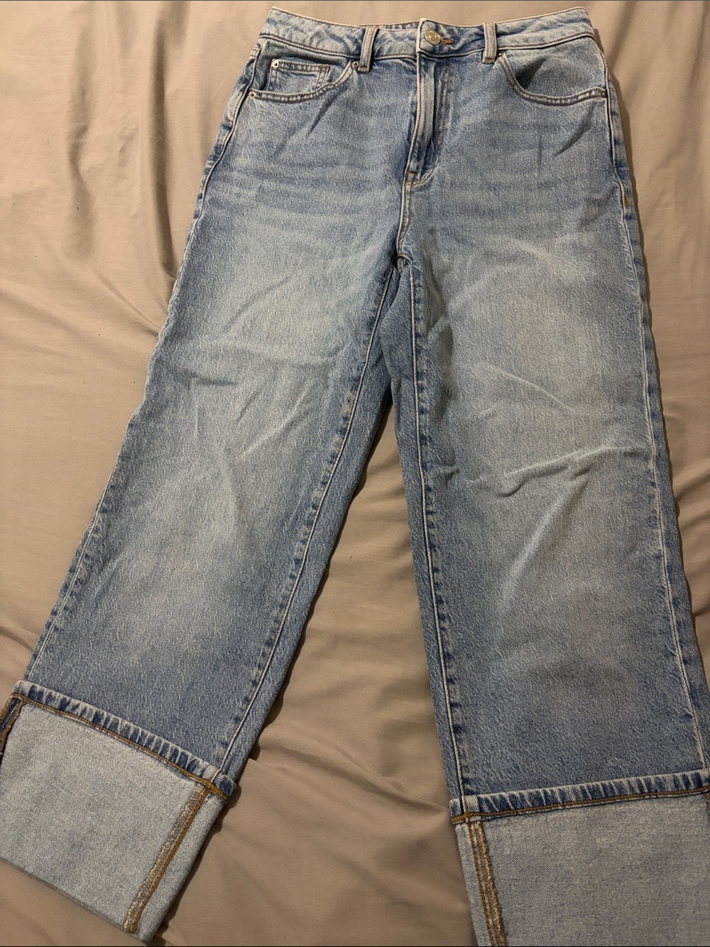 RW&CO. Light Blue Wide Leg Jeans with Cuffed Hem